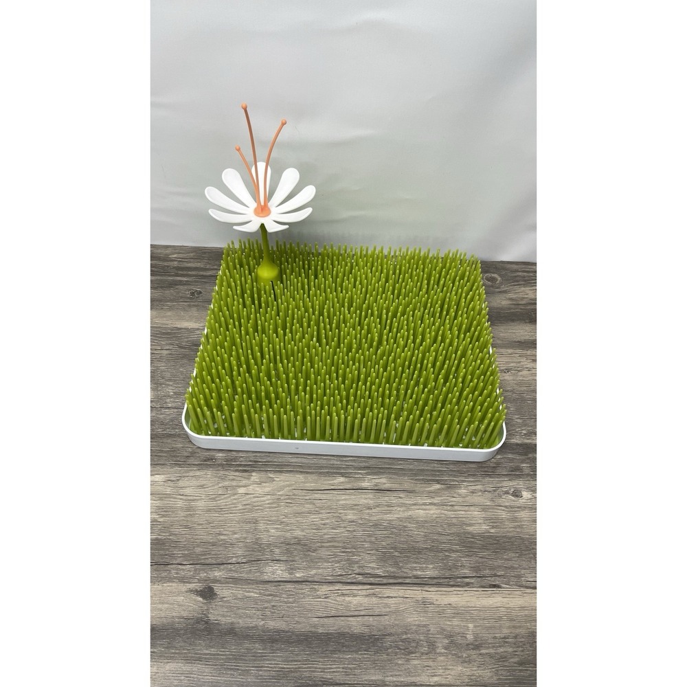 Boon Grass Baby Bottle Drying Rack Green w Flower Stem Countertop Organizer‎